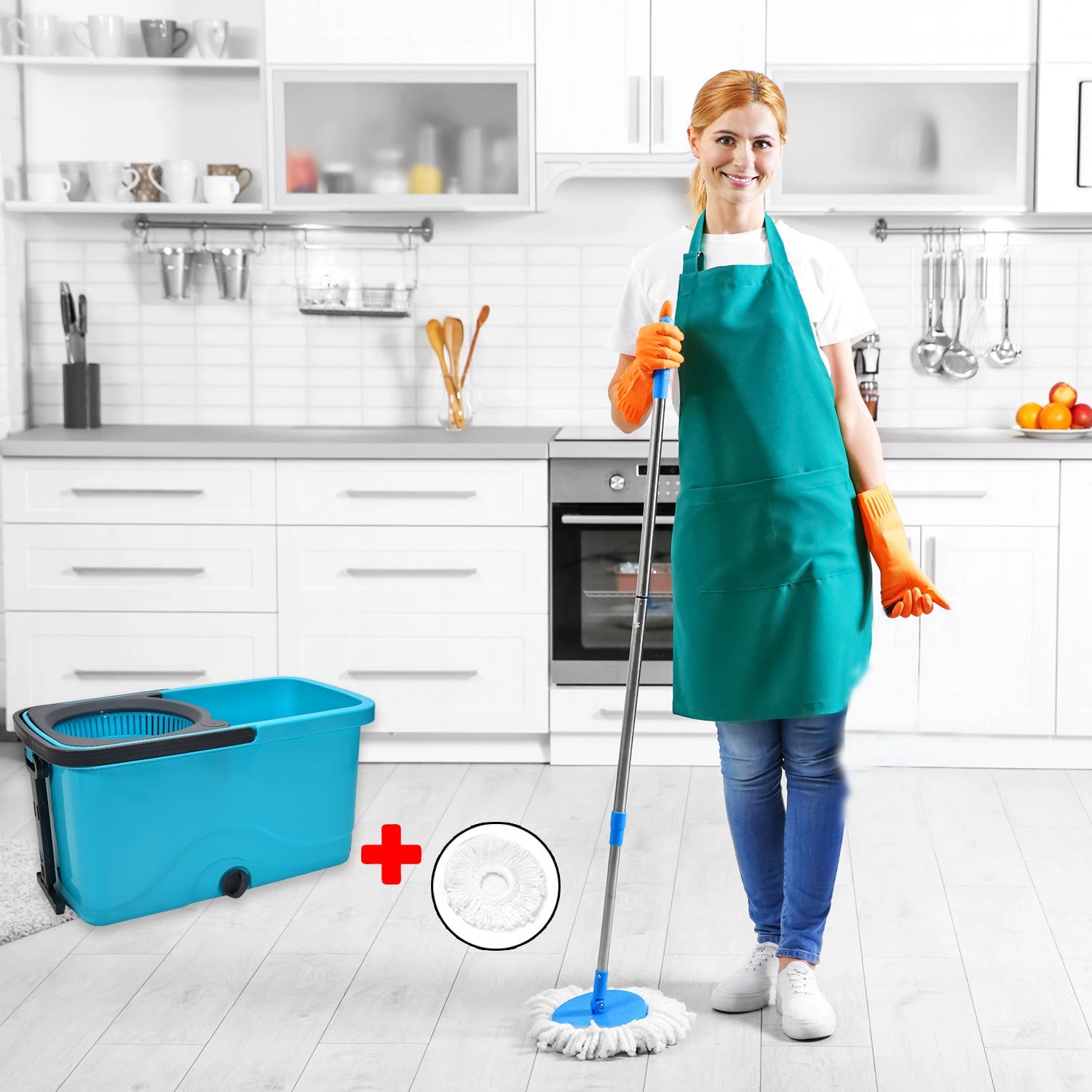 4028 Quick Spin Mop Plastic spin, Bucket Floor Cleaning, Easy Wheels & Big Bucket, Floor Cleaning Mop with Bucket DeoDap 4028 Quick Spin Mop Plastic spin, Bucket Floor Cleaning, Easy Wheels & Big Bucket, Floor Cleaning Mop with Bucket DeoDap